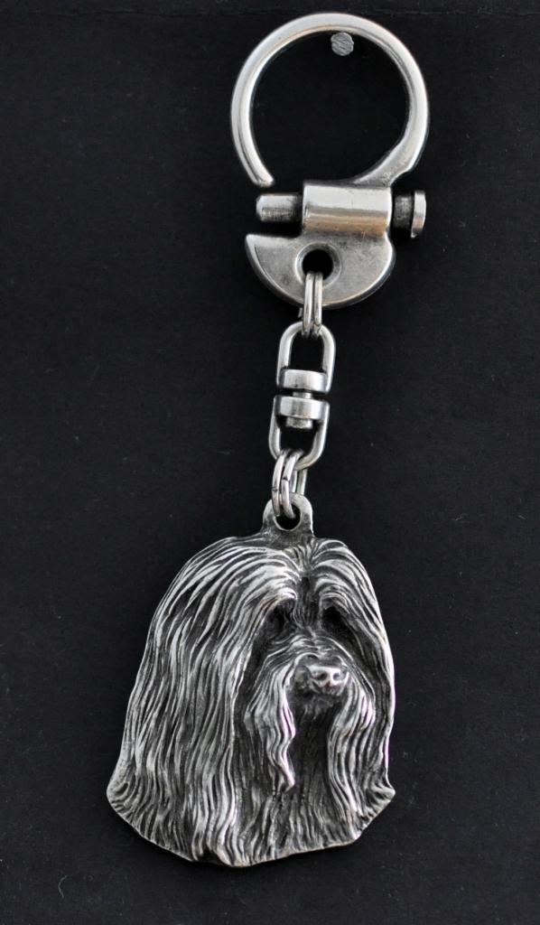 Bearded Collie, Highland Collie - Silver-plated key ring with a dog in a gift box, handbag decoration, backpack pendant by Art-Dog brand