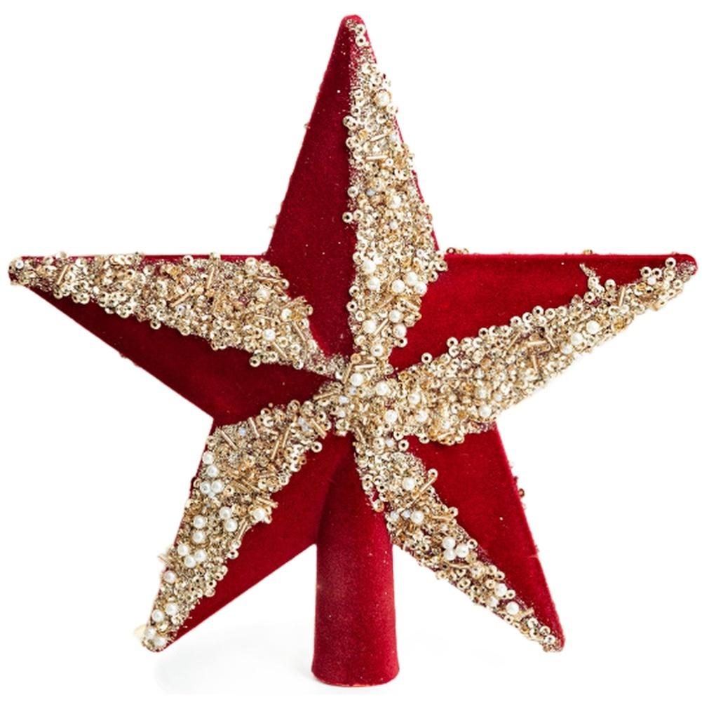14.5/20см Звезда с пайетками Верхушка для рождественской елки Звезда Украшение для рождественской елки Сделай сам Праздничная вечеринка Домашние украшения Золотой Серебряный Красный