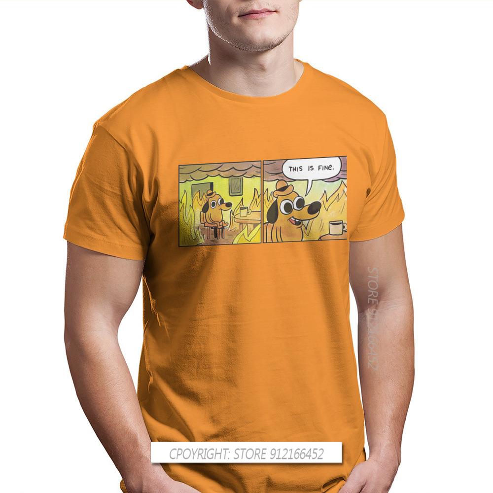 This Is Fine Tshirt Bitcoin Cryptocurrency Miners Meme Printed Tops T Shirt Male Gift Clothes