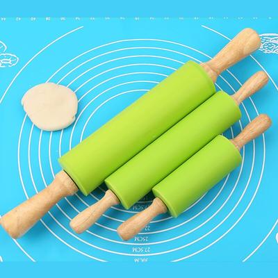 Мини силиконовая скалка аксессуары для выпечки вращающиеся антипригарные кухонные ролики деревянная скалка для теста кондитерские инструменты