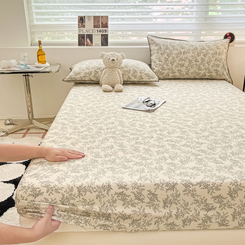 1pc 100% Cotton Fitted Sheet Elastic Bedsheet Breathable Bed Cover Home Bed Linen Sheets Drap De Lit (Pillowcase Need Order)