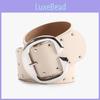 Hip Inspired Hop Women Leather Belt With Double Row Rivets And Large Buckle C