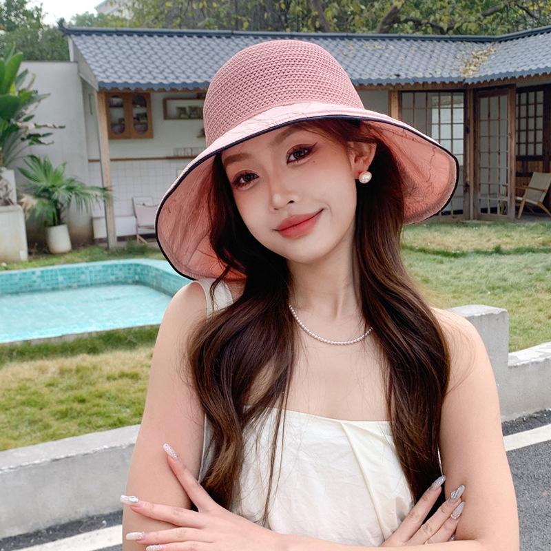 Шляпа женская летняя уличная солнцезащитная козырек дорожная шляпа-бантик с большим краем вязаная панама новая