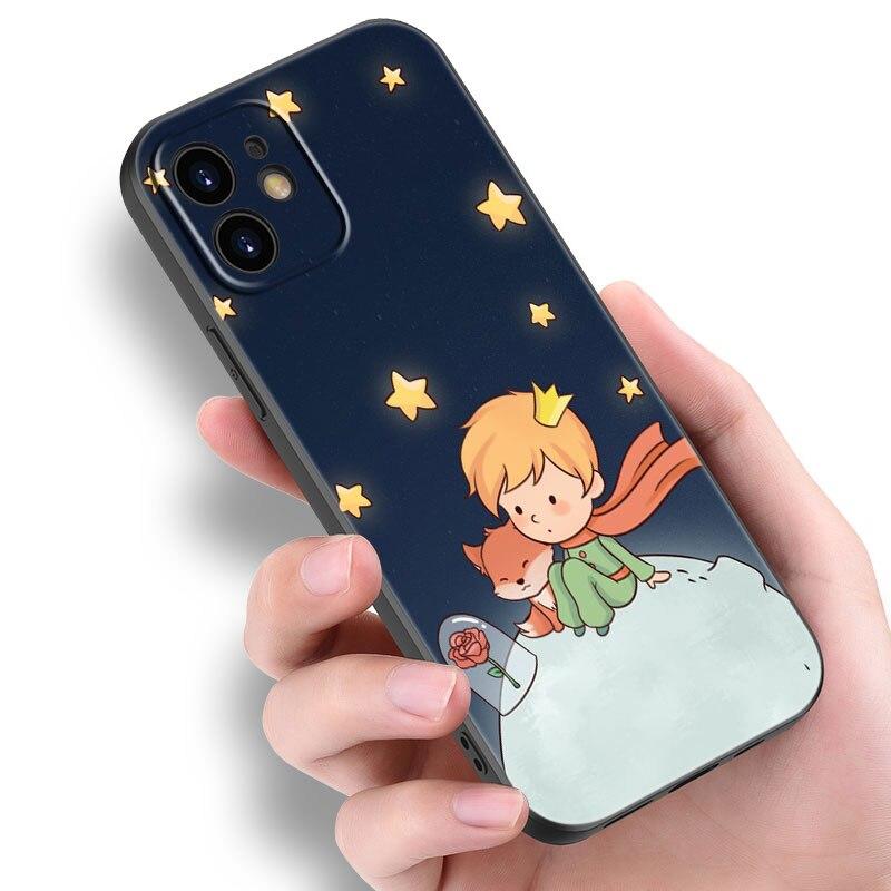 Чехол для телефона Little Prince fox для Apple iPhone 14 13 12 Mini 11 Pro Max 7 8 XR X XS 7 8 Plus SE 2020 2022 черный чехол
