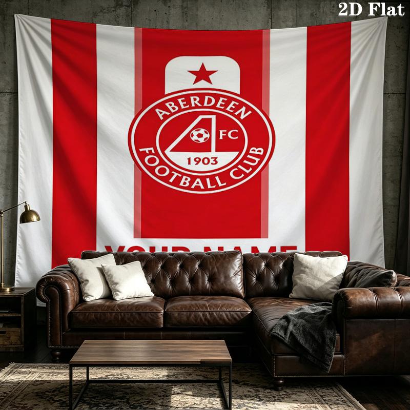 Custom Name Aberdeen FC Printed Tapestry – Wall Hanging for Bedrooms, Dorms, and Home Decor