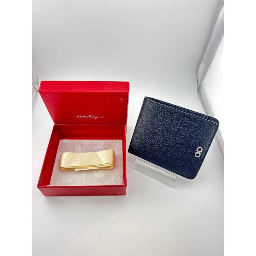 Used Salvatore Ferragamo Bi-fold Wallet Black Leather New