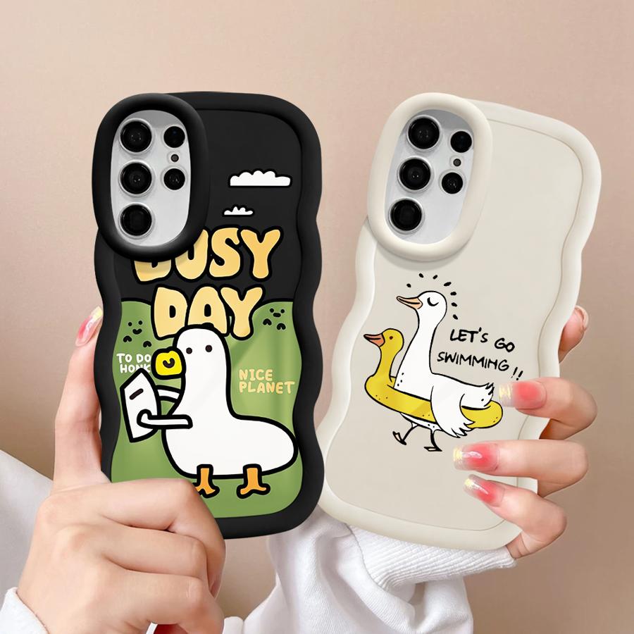Мультяшная утка Мягкий чехол-бампер для телефона для Samsung Galaxy S20 FE A26 S23 Plus A25 S22 Ultra S25 S21 S24 A24 A35 A55 A54 A36 A34