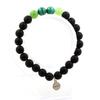 Stones and Minerals. Congo Malachite + Peridot + Matte Black Onyx 8 Mm Pearl Bracelet. Made In France.