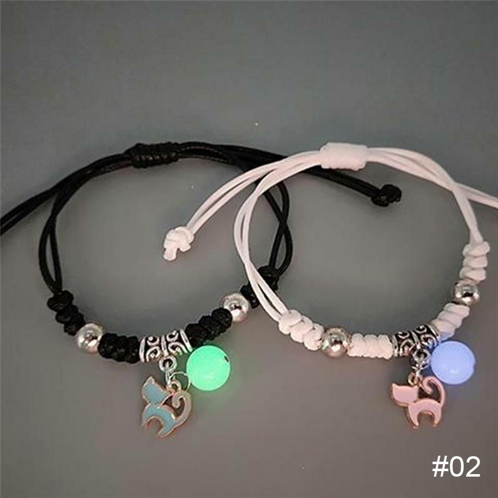 1 Pair Luminous Bracelet Fashion Alloy Hand Braided Bracelet Luminous Bracelet Jewelry Gift for Friends Lovers AVE