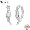 925 Sterling Silver Snake Hoop Earrings for Women Green Zircon Eyes Lightweight Ear Buckles Statement Fine Jewelry