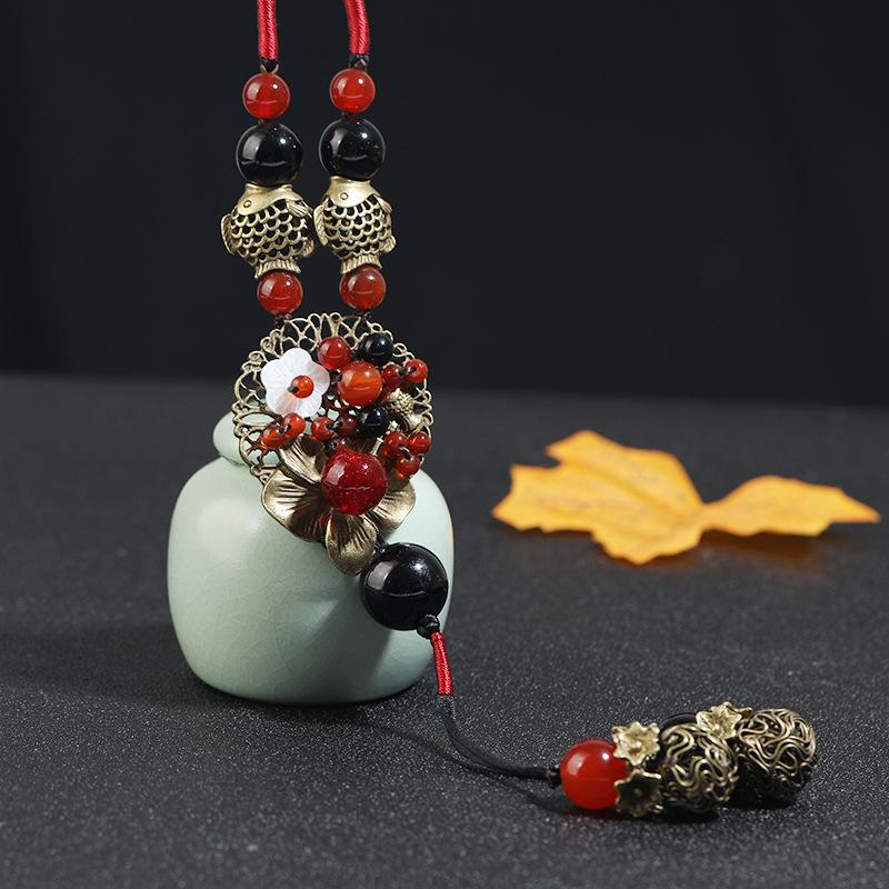 Ретро длинное агатовое ожерелье женское универсальное ожерелье с бахромой, темпераментная высококлассная цепочка для свитера, ювелирные изделия