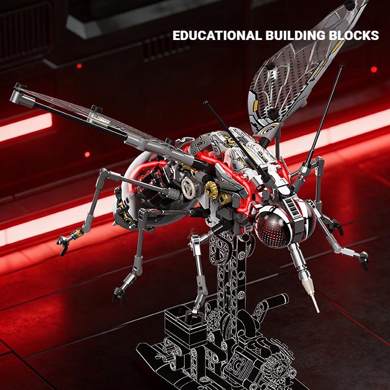 Механический Набор Строительных Игрушек 'Комар' Technic Животное Строительные Блоки Модель Насекомого со Светом и Движущимися Крыльями Подарок для Ребенка Взрослых