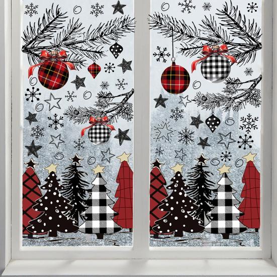 8 листов/комплект рождественских оконных наклеек из водонепроницаемого ПВХ с изображением елки и шара в виде снежинки