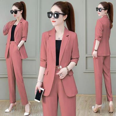 Костюм, профессиональный костюм с длинными рукавами, стиль вестерн, тонкий повседневный костюм, костюм-двойка на весну и осень