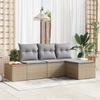 VidaXL 4-Piece Garden Sofa Set with Beige Cushions Poly Rattan Acacia 3348061