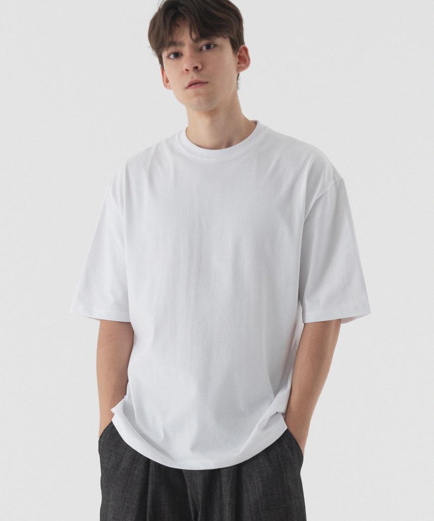 PIANER Cool Cotton Oversized Crew Neck Short Sleeve T-Shirt (White)