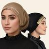 Muslim Tube Caps Women Soft Premium Jersey Undercaps Shiny Rhinestone Inner Hijab Diamond Inlay Turban Open Caps Islam Ramadan