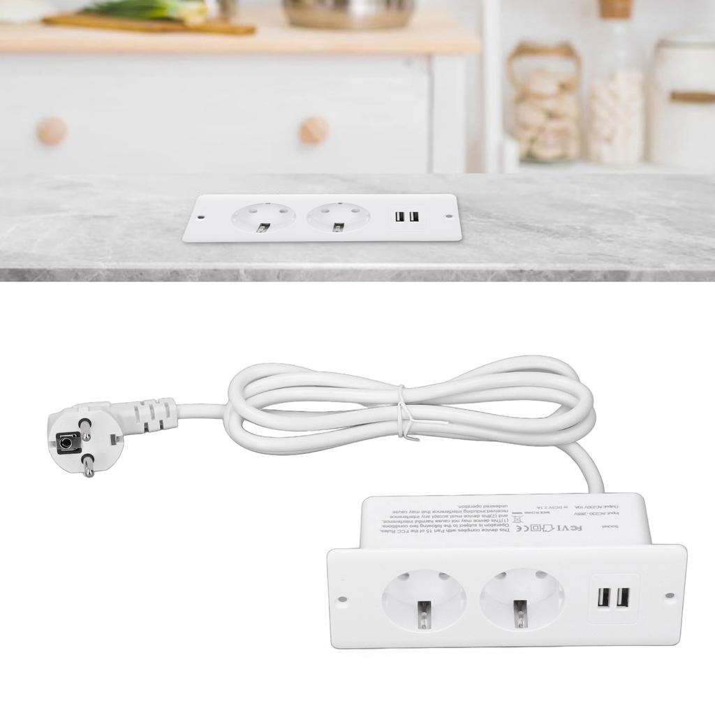 Встраиваемая розетка, 2 порта USB, 2 порта 10 А, настольная розетка, сетевой концентратор с кабелем 1,5 м.