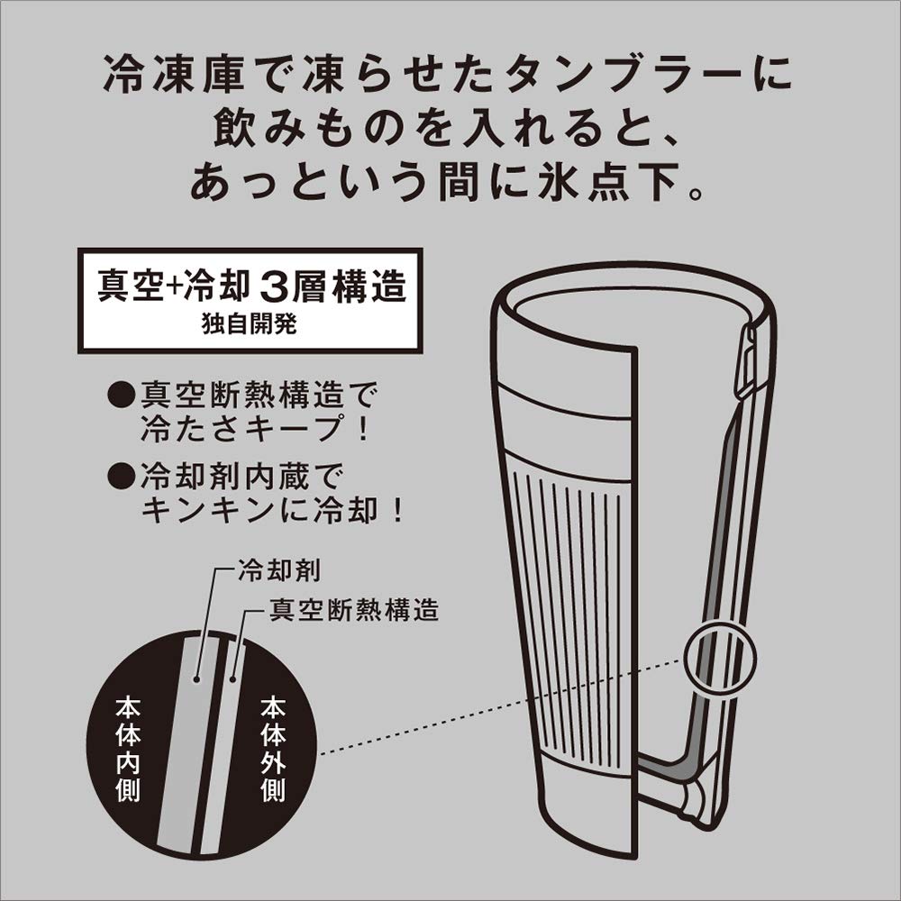 Doshisha Tumbler 260ml Freezing Tumbler Vacuum Insulated Black OZFT260SBK ON℃ZONE