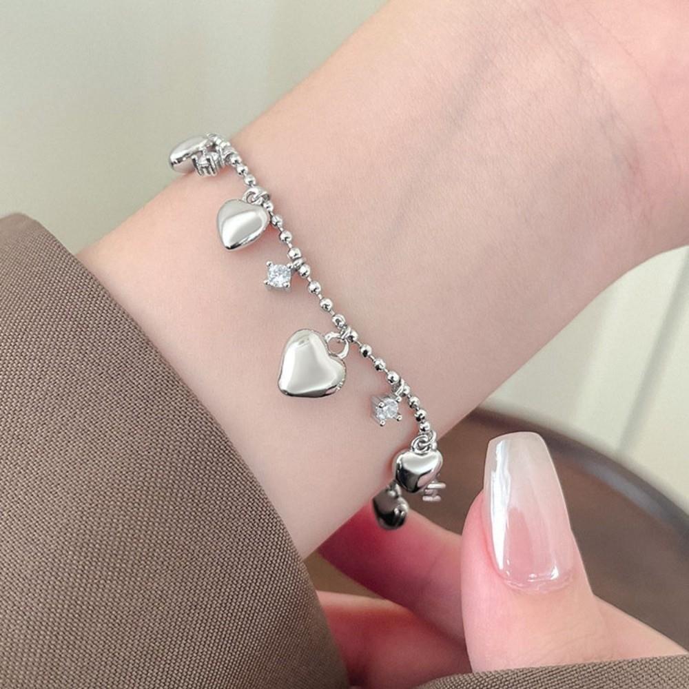 Rhinestone Heart Bracelet Zinc Zinc Alloy Charm Hand Chain Unique Gold Bracelet Women