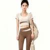 1011 New Contrast Color Yoga Suit Women's High Waist Skinny Short Sleeve Pants Pilates Sportswear