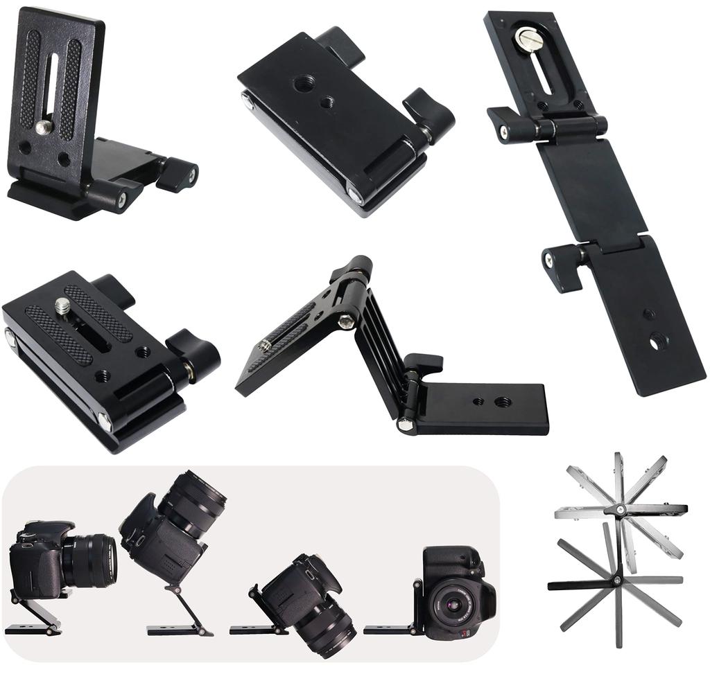 Tripod Head Adapter Photography Aid Inch Screw Foldable Portable Angle Change Tilt Stand Support Plate Slider Bracket Z Type Pan Head 1/4 (AL-THN)