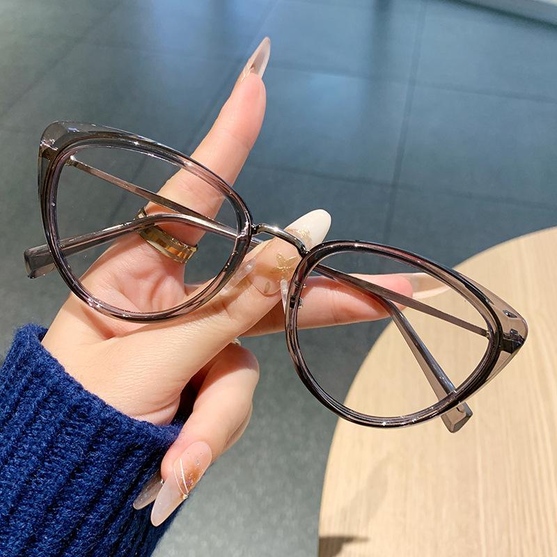 New Fashionable Anti-Blue Light Cat-Eye Women Glasses Frame Natural And Slimming Metal Frame 6004