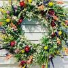 Color Artificial Wreath Hanging Decor Spring/Summer Front Door Wreath Simulation Flower Wreath Decoration Windows Decoration FU