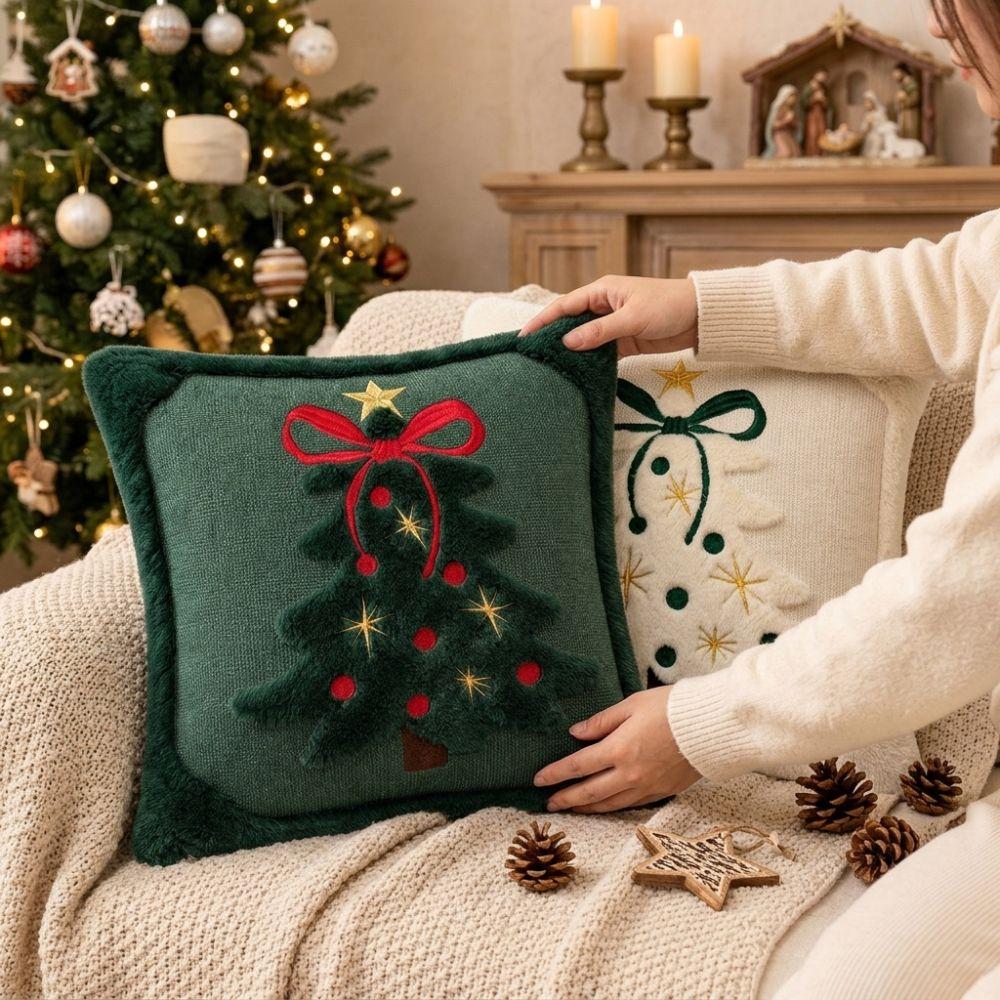 Soft Fluffy Christmas Pillow Cover Plush Cushion Cover Festive Decor Pillowslip Home Sofa