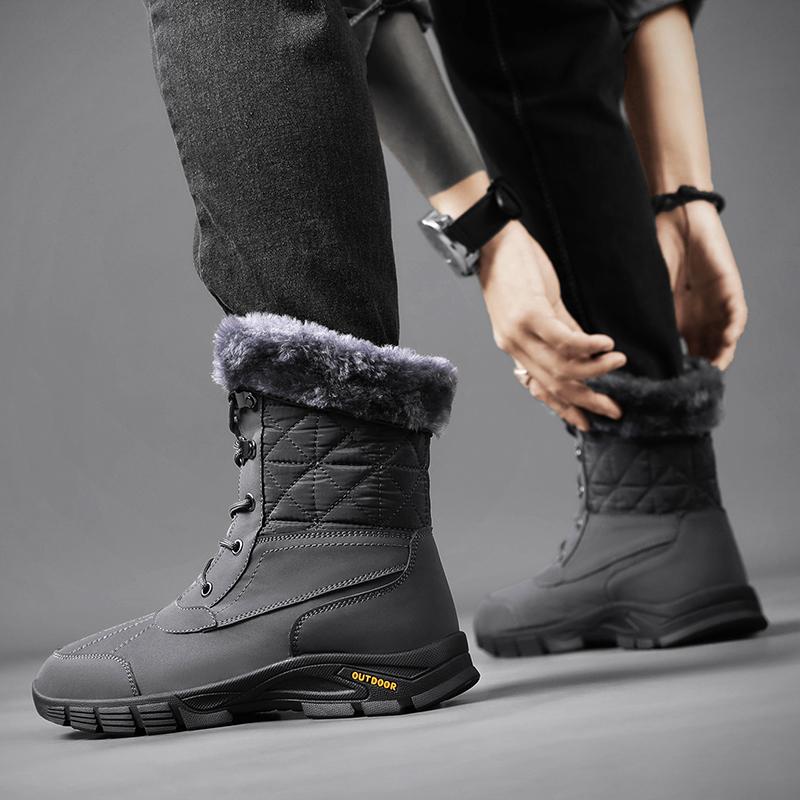 Мужские зимние ботинки для скалолазания, теплые рабочие ботинки для пустыни с мехом, высокие походные ботинки большого размера