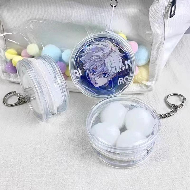 Круглая прозрачная сумка для значков, двусторонняя сумка для хранения значков с меховым помпоном, водонепроницаемый дисплейный чехол для значков, подвесная сумка