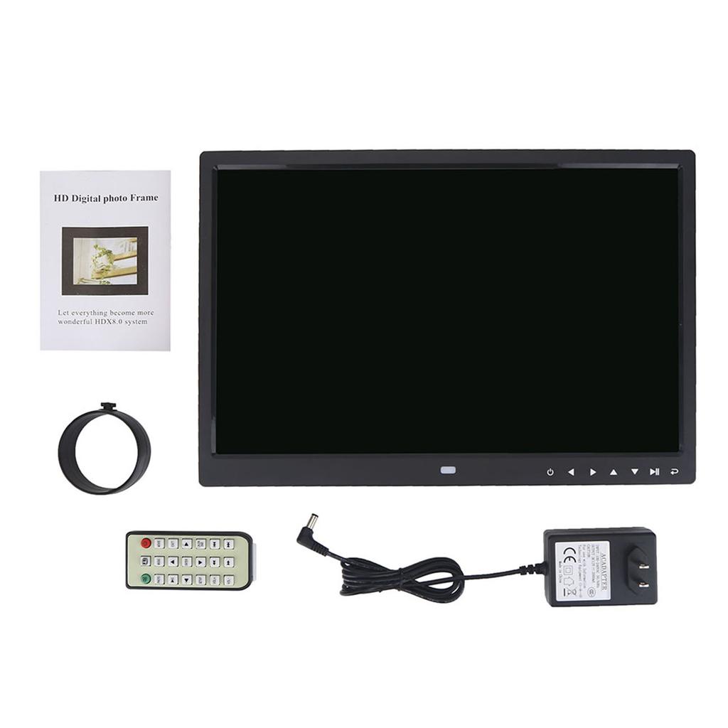 15" HD экран сенсорная кнопка цифровая фоторамка будильник MP34 видеоплеер (черный)