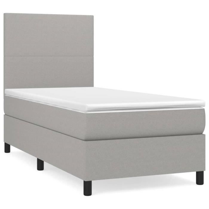 3141593 vidaXL Divan Bed with Mattress Light Grey 100x200cm Fabric