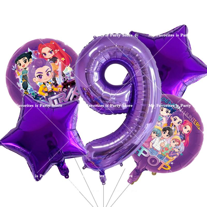 Kpop Demon Hunters Children's Birthday Party Decoration Ball Number Digit 1-10 Balloon Set Baby Shower Party Supplies Gift Toy