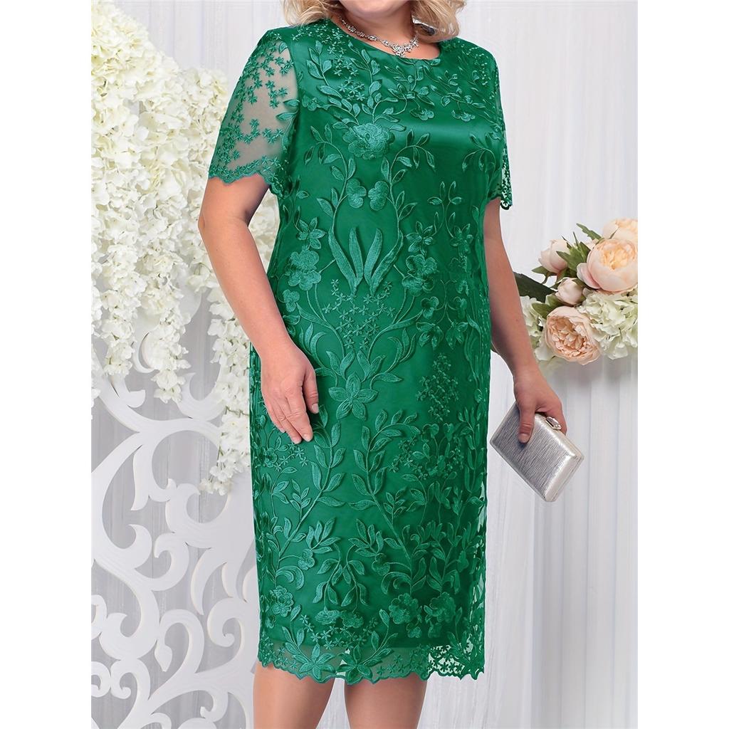 Women's Summer Large-size Dress Embroidered Lace Slim Dress