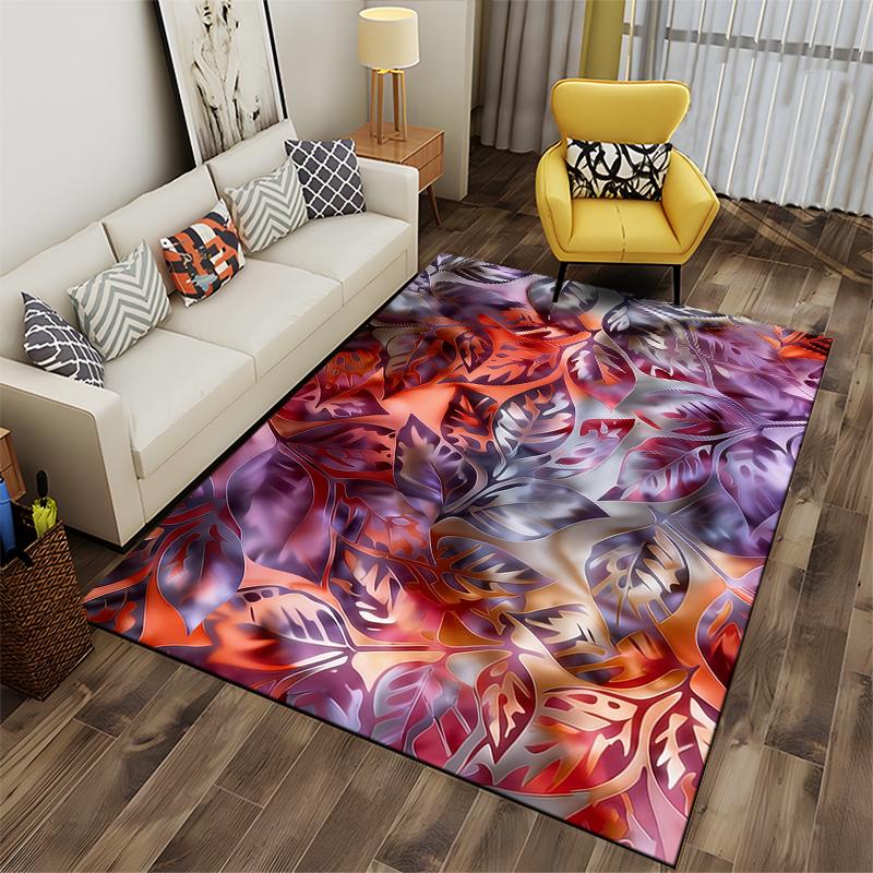 Colorful Gradient Leaf Pattern Carpet for Living Room or Bedroom Decor Suitable for use as an anti-slip for living room bedroom sofas