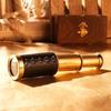 Fully Functional Handcrafted Telescope with Stitched Brown Leather and Wooden Gift Box.