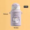 450ml Kids Thermos Mug with Straw 304 Stainless Steel Cup Cartoon Vacuum Flask Children Cute Thermal Water Bottle Household Straw Cup Insulation Cup