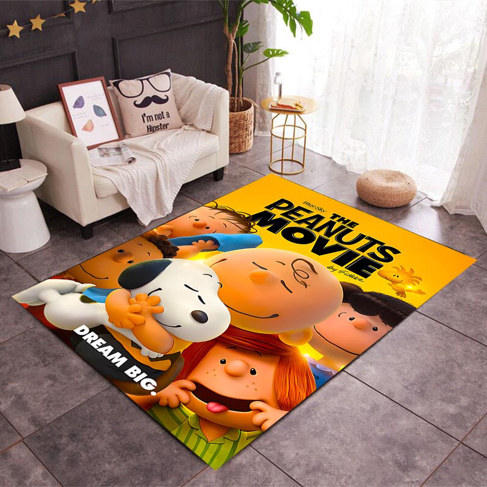 Snoopy's Peanuts Gang Themed Anti-Slip Rugs - Polyester Home Decor, Suitable for Bedrooms, Living Rooms, Doorways, Studios, and Decorations