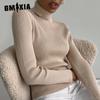 High Neck Jumper Knitted Bottoming Shirt Europe and The United States 2023 Amazon Autumn Knitwear High Neck Pullover Jumper Women
