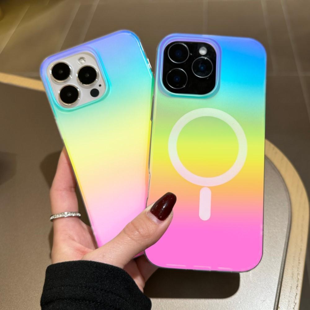 Матовый лазерный градиентный радужный магнитный чехол для For Iphone 17 Air 16 1 14 13 12 11 Pro Max Plus 16E Для противоударного чехла