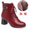 Women Soft Leather Ankle Boots Antumn Winter Women Plush Fur Warm Shoes British Style Lace Up Female High Heel Short Boots
