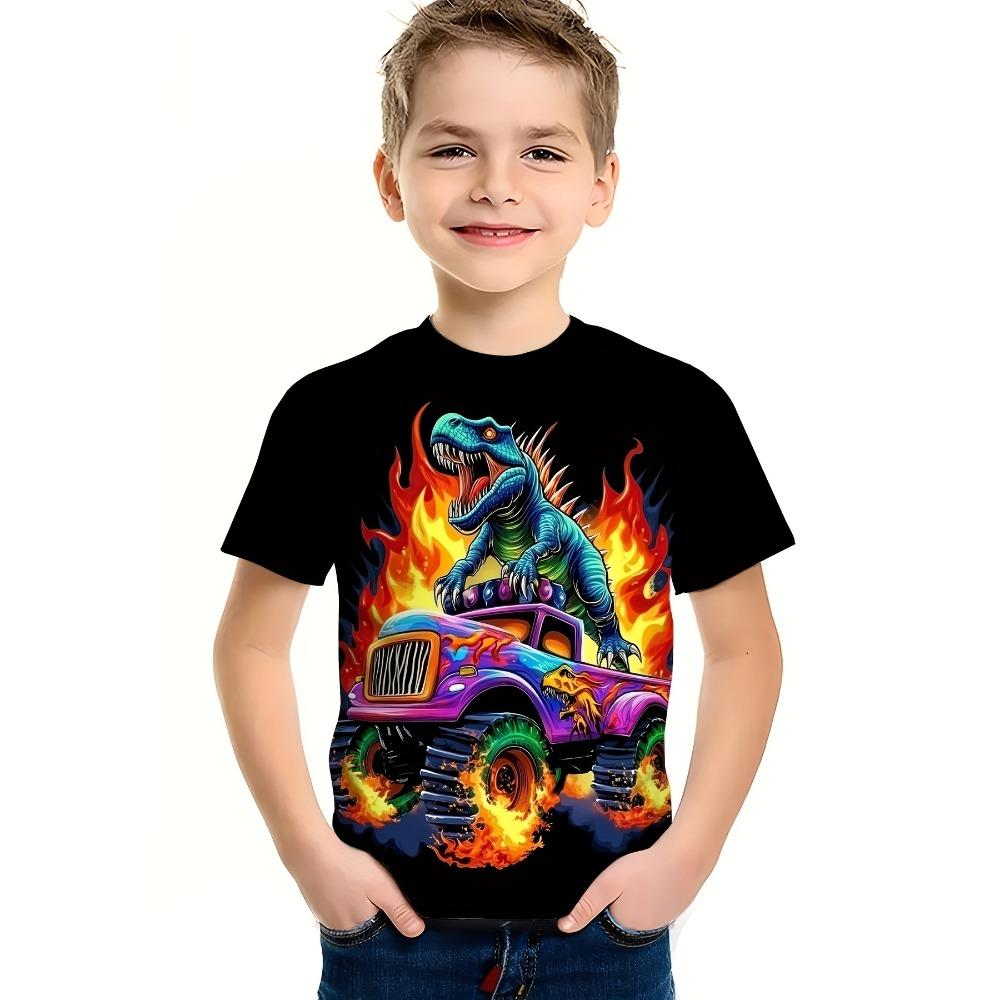 Fashion Kids T-Shirt Dinosaur 3D Printed Tees Short Sleeve Girl's Summer Clothes O-Neck Cute Boy Child T Shirt Children Top