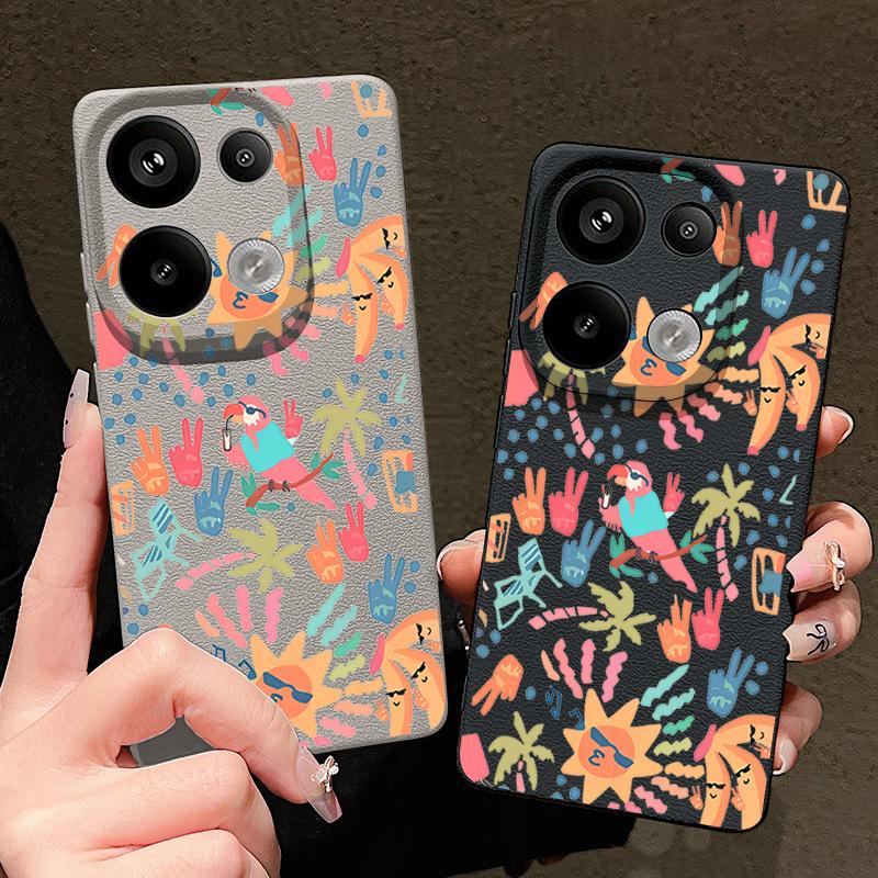 Цветной чехол с мультяшным рисунком для Xiaomi 14T 13T 11T Pro, силиконовая накладка с текстурой кожи, Funda для Redmi Note 14 13 Pro 4G 5G 12 11
