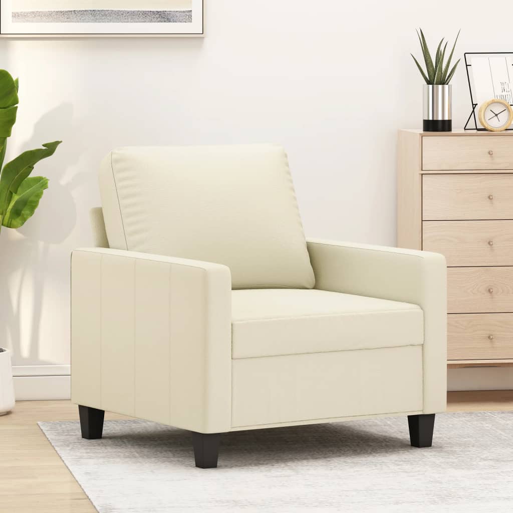 Cream Armchair 60 cm Synthetic Leather