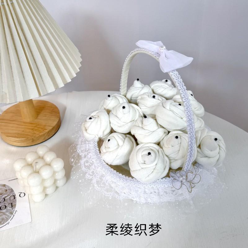 Handmade Sock Rose Vine Craft Gift Women Cotton Mid-Calf Casual Socks Anti-Slip Breathable Valentines Day Qixi Present
