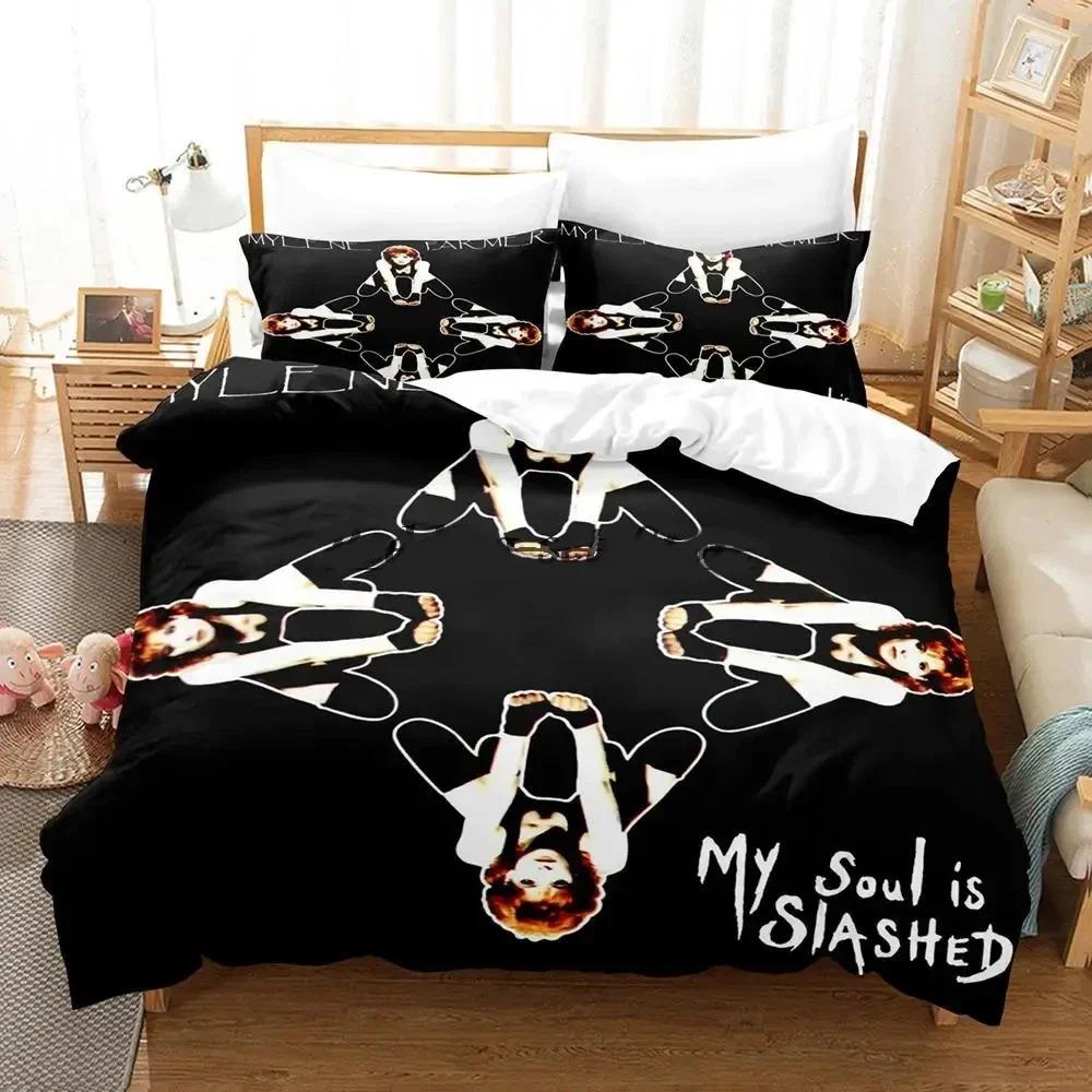 France Mylène Farmer Duvet Cover Pillowcase 2/3Piece Bedding Set for Kids Girl Boys Bedroom Gift Single Double Large Size