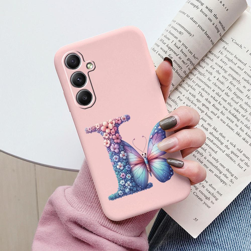 Phone Case For Samsung Galaxy A15 A25 A35 A55 A13 Colorful Letter Love Flower Butterfly Women INS Shell Fundas Bumper Soft Cover