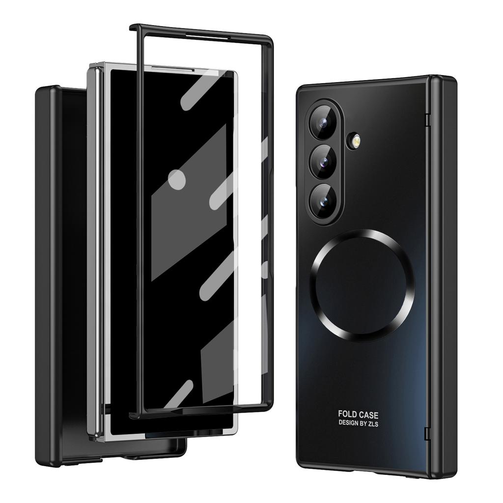 Для Samsung Galaxy Z Fold7 5G Чехол Гальванизированный ПК Магнитная накладка для телефона с защитной пленкой из закаленного стекла