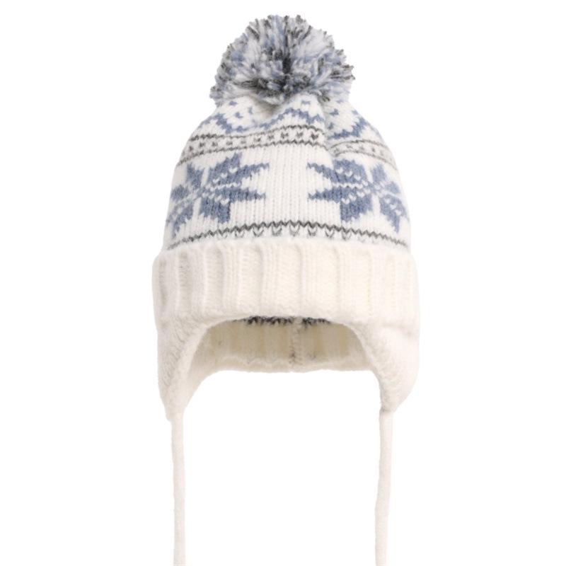 Уютная зимняя шапка с помпоном и снежинкой: Универсальный вязаный шерстяной пуловер для больших голов